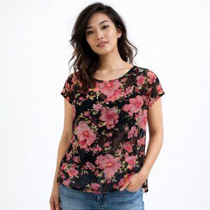 Live 4 Truth Sheer See Through Floral Top Size S